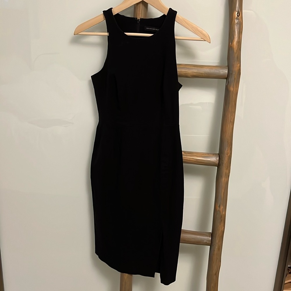High neck black dress